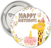 Button Happy Birthday Giraf - button - giraf - happy birthday - verjaardag - safari - jungle