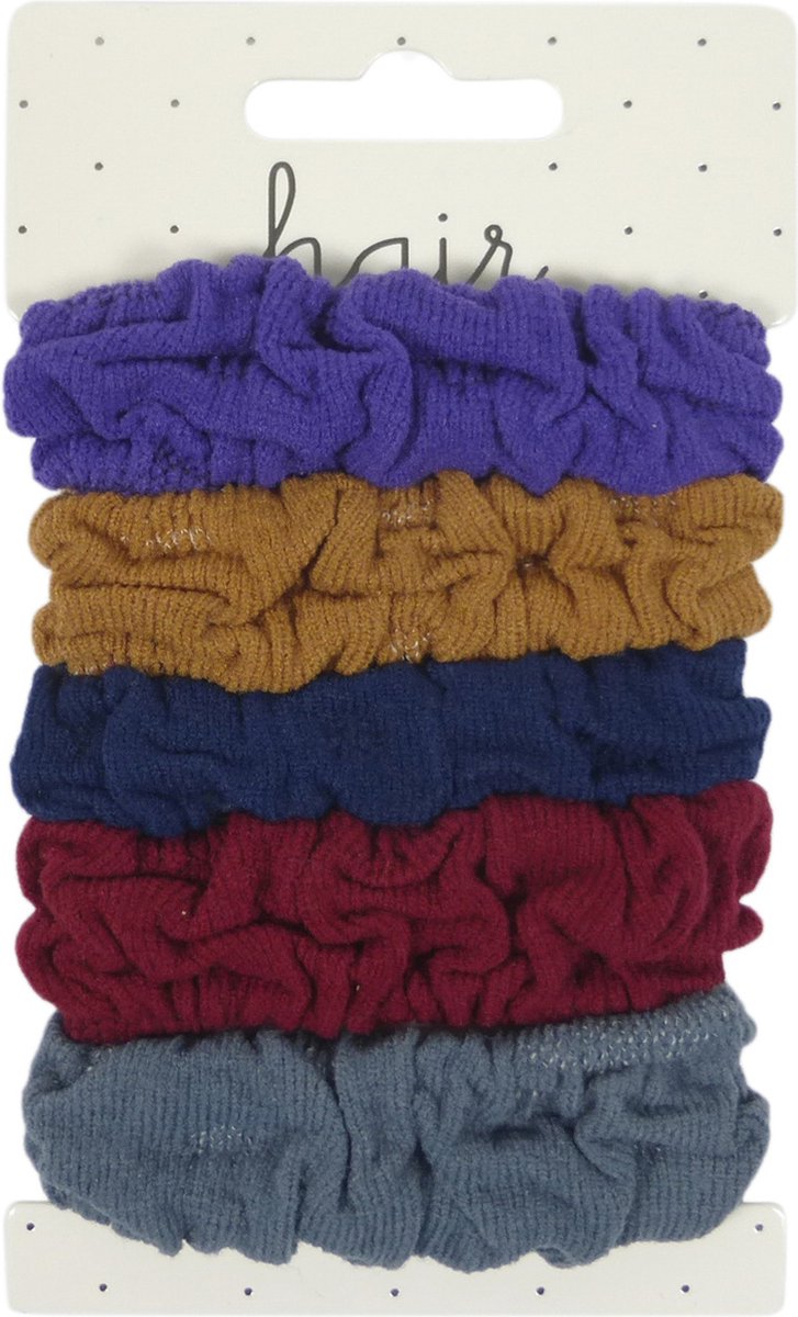 Nylon Elastiek Gerimpeld - Donkere Winter Tinten - 5 stuks
