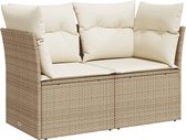 vidaXL - Tuinbank - 2-zits - met - kussens - poly - rattan - beige