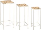 Mica Decorations Table d'Appoint Odile pour Extérieur - Set de 3 - L28 x L28 x H67 cm - Métal - Marron, Wit