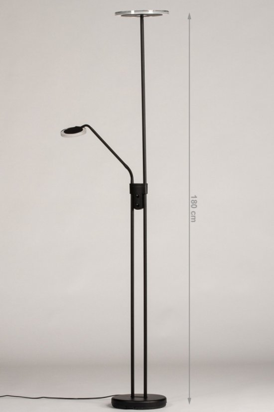 Lumidora Vloerlamp 74216 - YENTL - 2 Lichts - Ingebouwd LED - 23.0 Watt - 2070 Lumen - 2700 Kelvin - Zwart - Kunststof - Met dimmer - ⌀ 25 cm