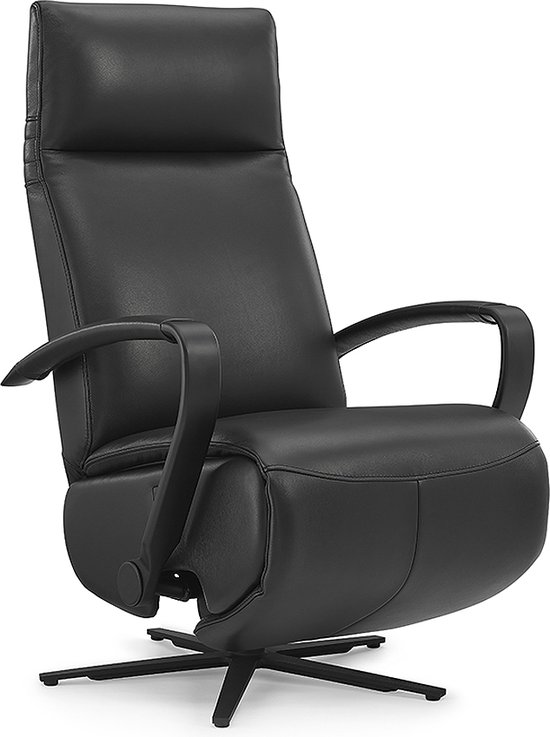 relaxzetel / fauteuil electrisch verstelbaar leder zwart