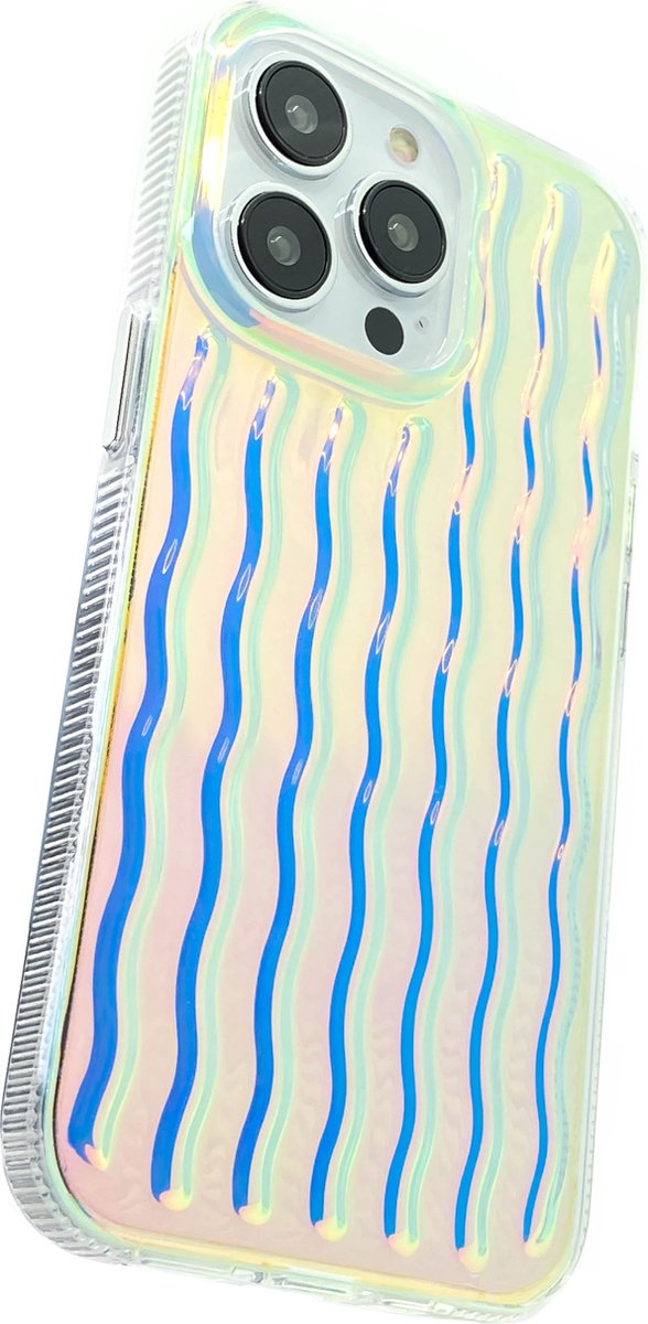 REBUS - Hoesje voor iPhone 13 Pro Max (6,7 inch), Season Vibes [polycarbonaat], glinsterend kuikenontwerp met golven, schokbestendige hoes. (Winter)