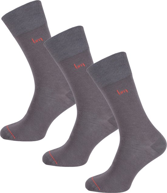 Undiemeister - Sokken - Sokken heren - Handgemaakt - 3-pack - Gemaakt van Mellowood - Hoge sokken - Lava Rock (grijs) - Anti-transpirant - 47-49