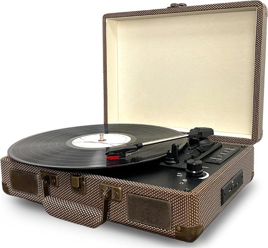 7-in-1 vinyl platenspeler dl speler vintage hout met Bluetooth, FM-radio, geïntegreerde stereo luidspreker, CD/MP3/cassette-speler, USB __PLACEHOLDER_BRAND_2__ & Encoding (DL-189BD-99
