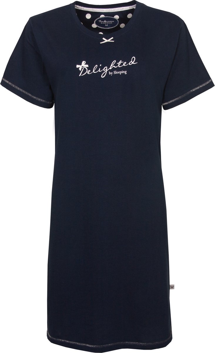 Tenderness Dames Nachthemd - Katoen - Donker Blauw