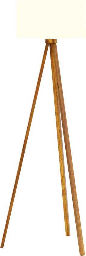 Staande lamp TunbridgeWells 140 cm E27 walnootkleurig en cremewit