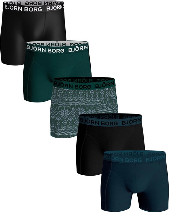 Boxers Björn Borg Cotton Stretch - boxers homme longueur normale (pack de 5) - multicolore - Taille : XL