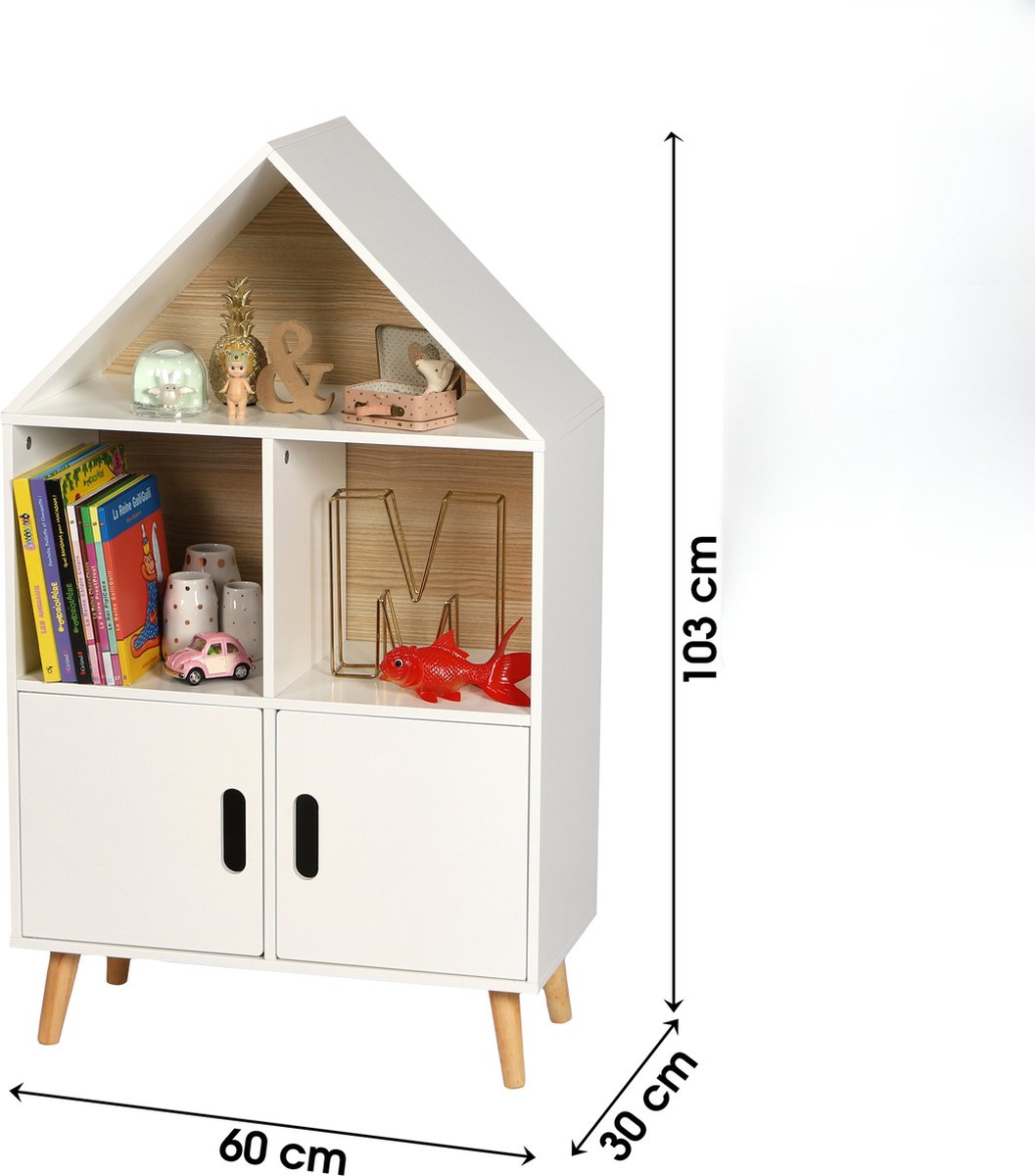 Urban Living JUDY WILD "DREAM" HUISBOEKENKAST MET 5 COMPARTIMENTEN EN 2 DEUREN 60X30XH103CM Wit