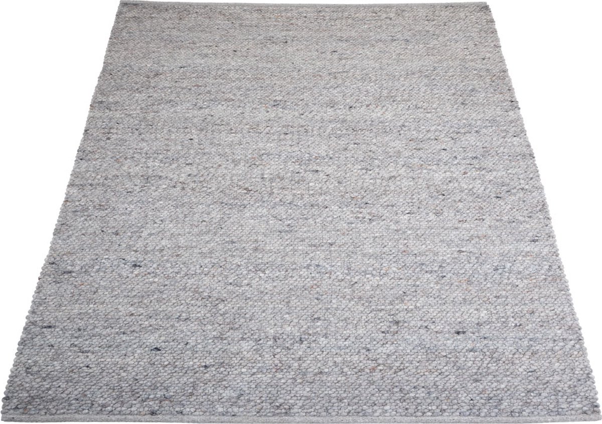 Veer Carpets Vloerkleed Stone Licht Grijs 421 - 200 x 280 cm - Wollen Design Vloerkleed in Scandinavische / Japandi Stijl