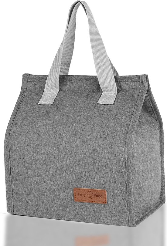Rainbecom - Koeltassen - Lunchtas – 22.5x25.5x13 cm – 6 Liter - Grijs - Isolatie - 300D Kationisch Polyester – Klittenbandsluiting - Handvat Riem - Koeltas - Lunch Bag - Geïsoleerde Koeltas - Picknicktas