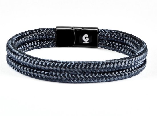 Armband Heren Blauw Zwart Dames en Heren 22,5cm Galeara Design NOA met geschenkverpakking