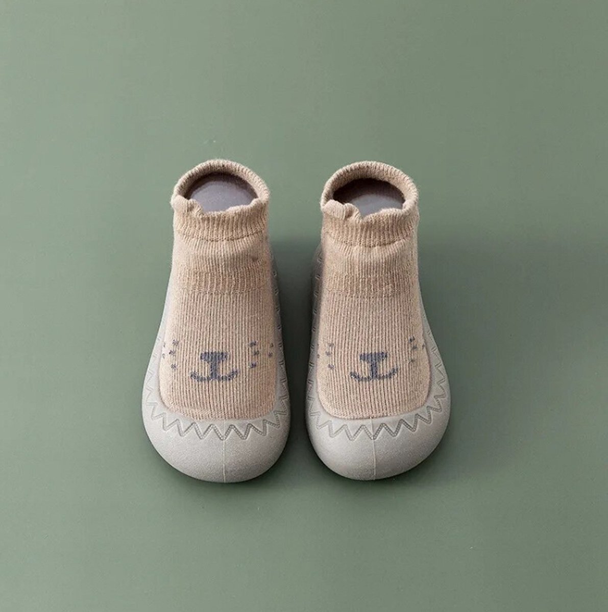 Anti-slip babyschoentjes - Soksloffen - Eerste loopschoentjes van Baby-Slofje - Cutie bruin maat 21