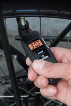 Airchecker Bandenspanningsmeter voor fietsen, hoge meetnauwkeurigheid, ventielaansluiting AV en SV, digitaal display, verlicht display, knop voor drukontlasting, zwart