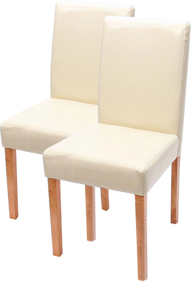 Cosmo Casa Set van 2 eetkamerstoelen Stoel Keukenstoel Littau - Kunstleer - Crème - Lichte poten
