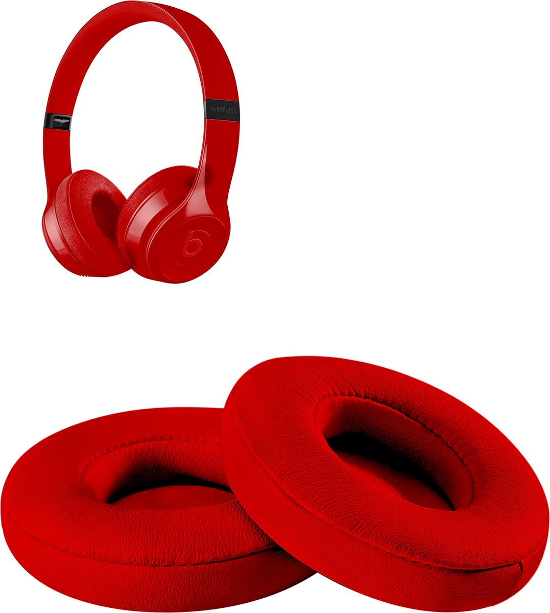 Oorkussens geschikt voor Beats By Dr. Dre Solo 2.0/3.0 wireless - Koptelefoon oorkussens voor Beats Solo rood