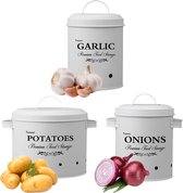 Boîte de conservation pour pommes de terre, lot de 3 pièces, avec circulation d'air à 360 degrés, garde les légumes frais plus longtemps, le moyen idéal pour conserver les oignons et l'ail (blanc)