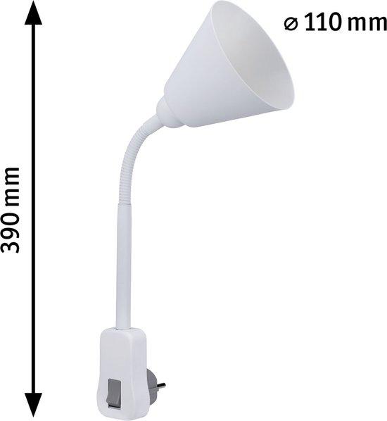 Paulmann Junus stekkerlamp - met flexibele arm - E14 - wit - Paulmann