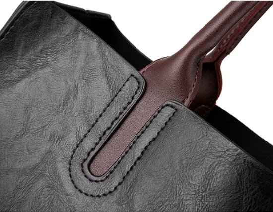N3 Collecties Sac à main pour femme Sac à bandoulière en cuir PU Sac à main pour femme Zwart