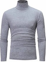 Heren T-shirts Coltrui Lange Mouw Slim Fit Tops Thermische Shirt Mannelijke T Shirts Effen Kleur Winter Elastische Bovenstuk Pullover-Grijs-XL