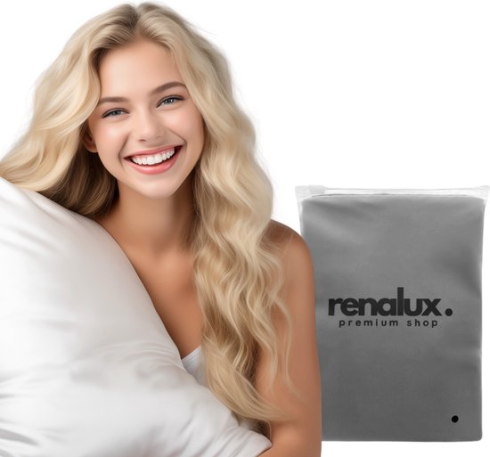 RENALUX - Satijnen Kussensloop Trend - Zwart - kussenslopen 60 x 70 set van 2 - Zijden Zachte Kussensloop - Curly Girl Producten - Huidverzorging - Haarverzorging - Set van 2 Stuks - Rits Sluiting - Zwart - RENALUX