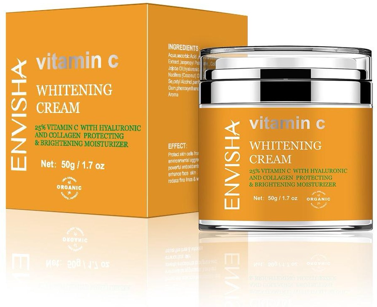 Vitamine C - Whitening Cream - Met Colagen Bescherming - Voor mannen en vrouwen -