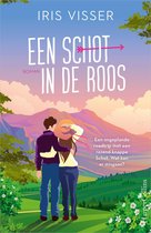 Iris Visser, Een schot in de roos. Een man en vrouw met de rug naar de kijker, wandelend weg van de camera met een berglandschap op de achtergrond.
