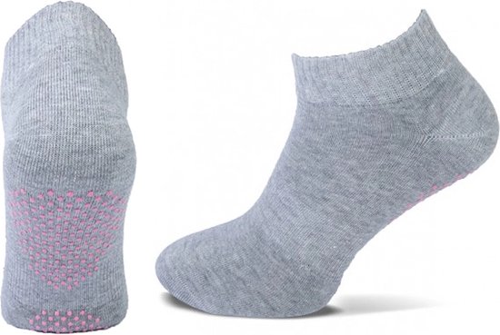 Basset Dames Yoga sok - Antislip Sneaker sokken - 38 - Grijs
