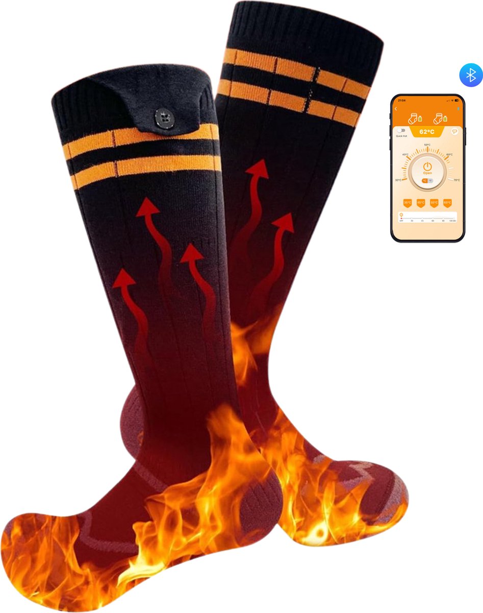 MoreSelect Verwarmde Sokken - Oplaadbaar - Elektrische Sokken - 4 Warmtestanden - Sokken met Verwarming - Met Batterij - Heated Socks - Ski Sokken - Met APP