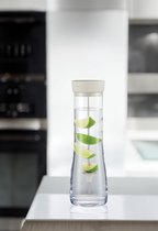 Waterkaraf - van glas, 1 liter, glazen karaf met deksel schenktuit en fruitspies