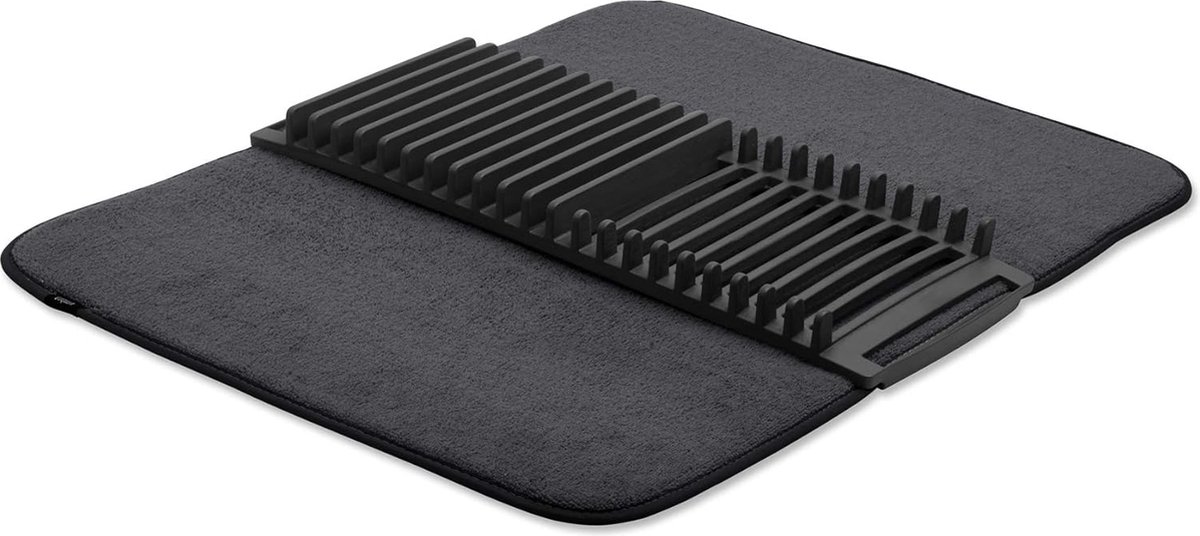 Goedkoopste Umbra Udry Crockery Drying Rack and Microfibre Drying Mat - Foldable, Space-Saving and Easy to Store, 60 x 45 cm, Black, One Size
