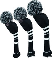 Golf Club Headcover Zwart-Wit Streep- Knitted Wool - Headcovers- Golf Spullen