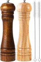 houten pepermolen set zout- en pepermaler kit, handmatige molen, stevig met sterke verstelbare keramische maalbladen, 2 stuks, 20,3 cm