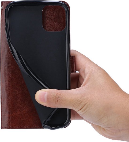 Étui portefeuille en cuir pour iPhone 15 Pro Max - Marron