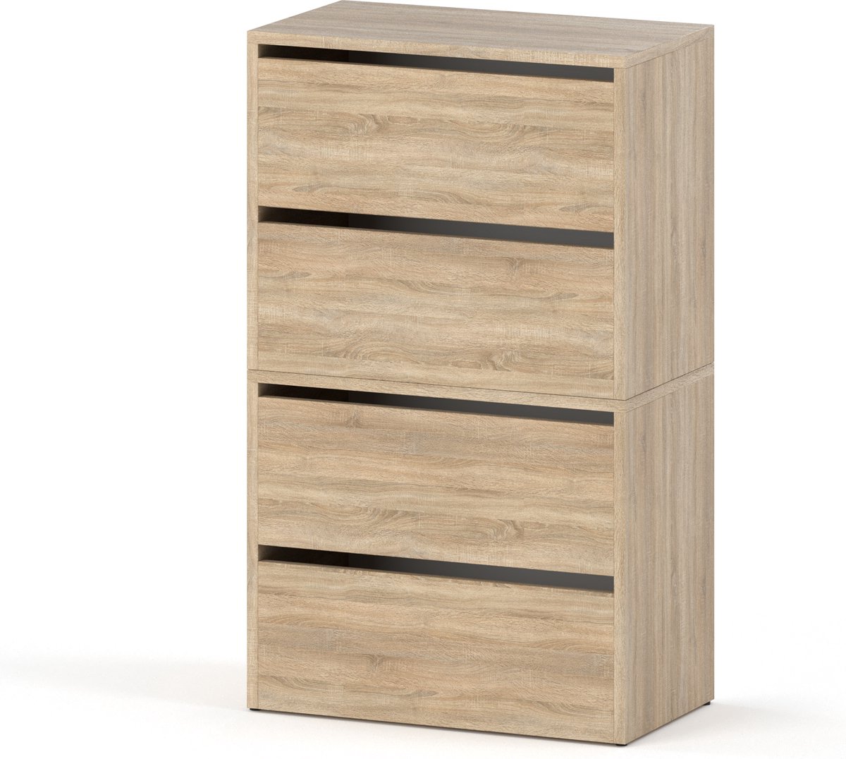 Meubel Square - Schoenenkast STEP - Set van 2 - Eiken - Modulaire schoenenkast zonder handgrepen