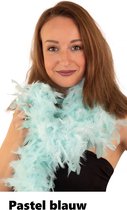Boa pastel blauw 180 cm - carnaval veren sjaal pastel festival feest party