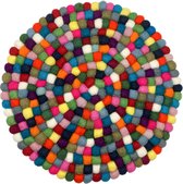 Vilten onderzetter / kussen bolletjes rond multicolour doorsnede 40 cm