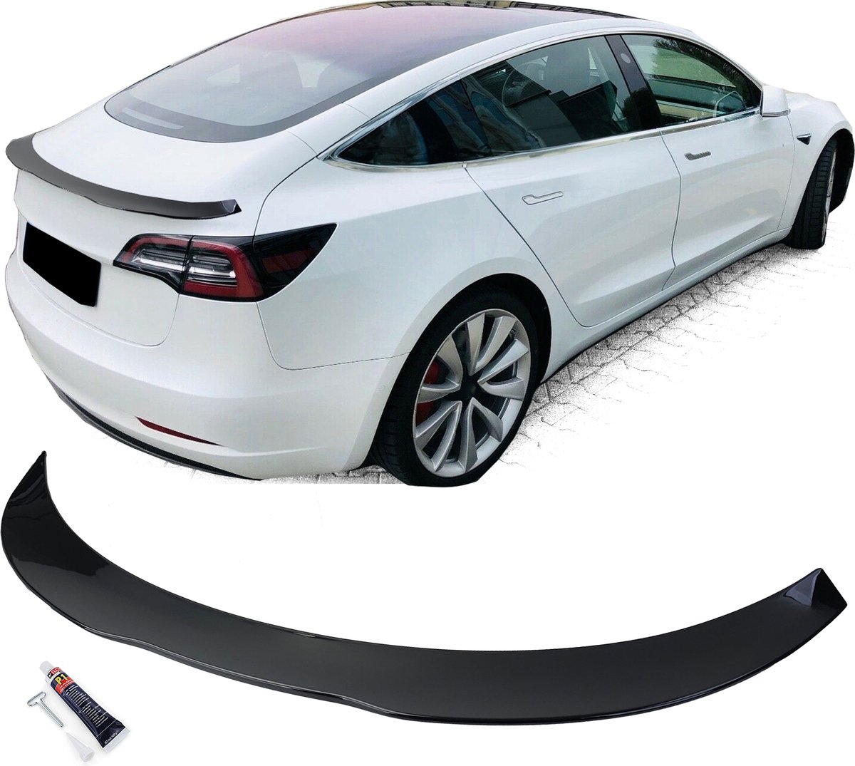 Geschikt voor Tesla Model 3 Achterklep Extention Lip Styling Spoiler Hoogglans Zwart