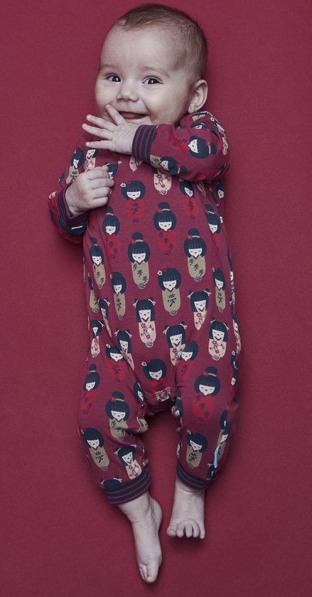 Charlie Choe - 2pack - Marine - Rouge Foncé - Combishort - Salopette - Barboteuse - Combinaison bébé - Combinaison - Combinaison naissance - Barboteuse - Eventails - Geishas - Taille 50