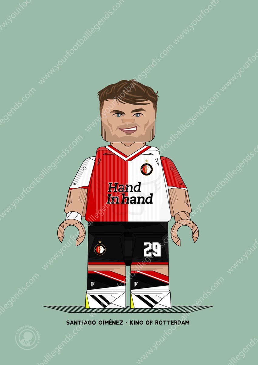 Santiago Giménez - A4 297x210 mm - Rotterdam Voetbal - Your Football Legends - Voetbal Posters