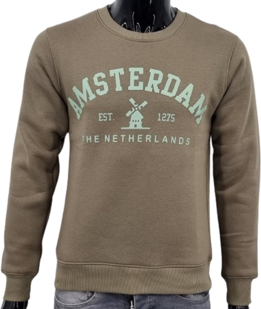 Hitman - Heren Trui - Heren Sweater - Holland Souvenir - Amsterdam Souvenir - Amsterdam Sweater - Groen - Maat XL