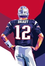 Tom Brady Poster | New England Patriots Poster | American Football | Super Bowl | Sport poster | Pop Art poster | 51x71cm | Wanddecoratie | Muurposter | Geschikt om in te lijsten