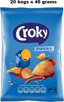 Croky Paprika chips vegetarisch-vegan-glutenvrij-lactosevrij 20 zakjes x 45 gram