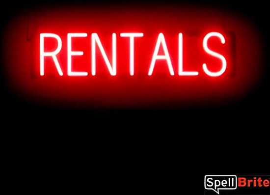 RENTALS - Lichtreclame Neon LED bord verlicht | SpellBrite | 70 x 16 cm | 6 Dimstanden - 8 Lichtanimaties | Reclamebord neon verlichting