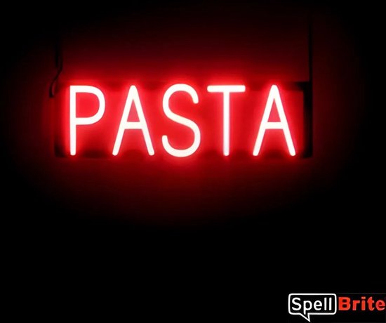 PASTA - Lichtreclame Neon LED bord verlicht | SpellBrite | 54 x 16 cm | 6 Dimstanden - 8 Lichtanimaties | Reclamebord neon verlichting