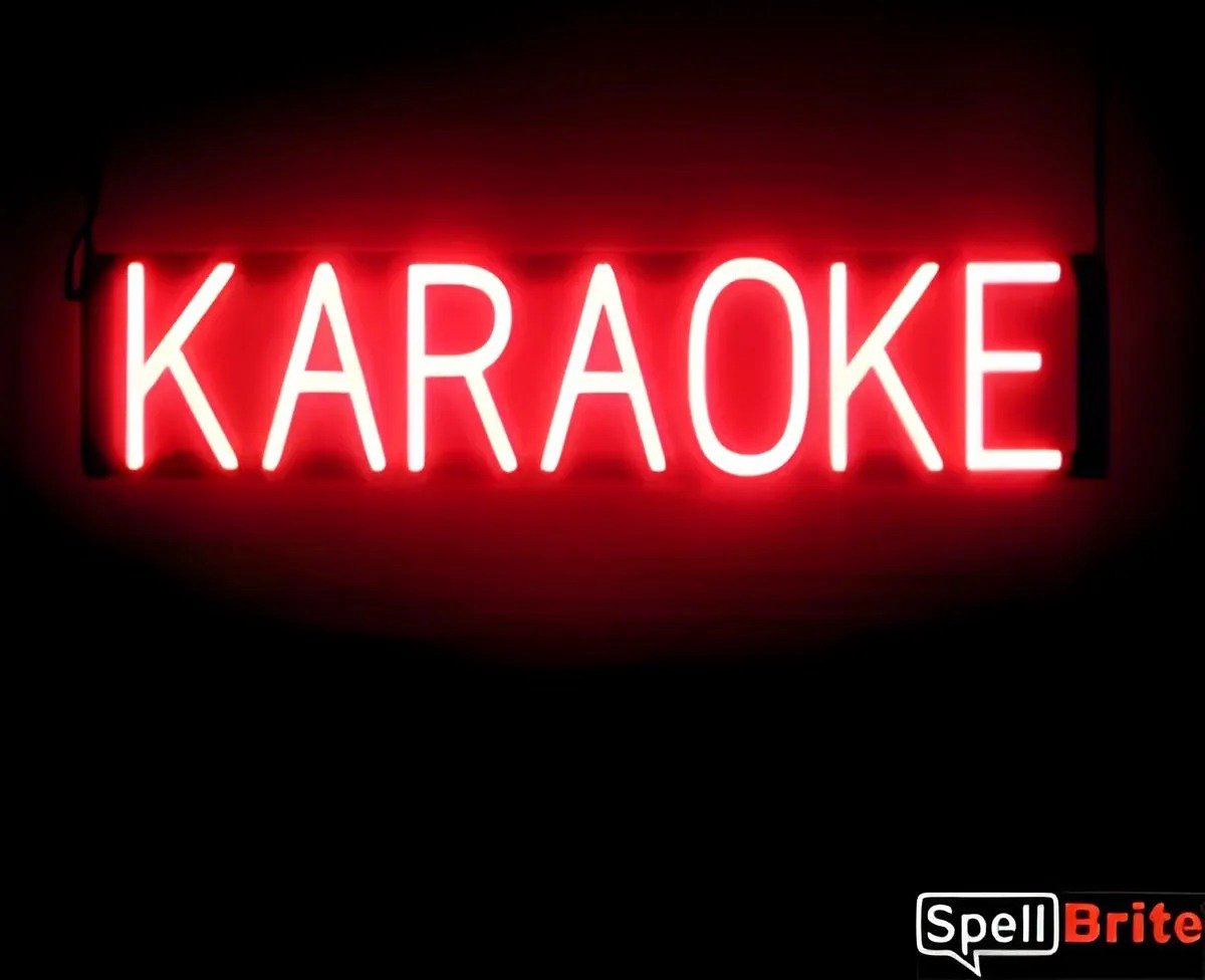 KARAOKE - Lichtreclame Neon LED bord verlicht | SpellBrite | 73 x 16 cm | 6 Dimstanden - 8 Lichtanimaties | Reclamebord neon verlichting