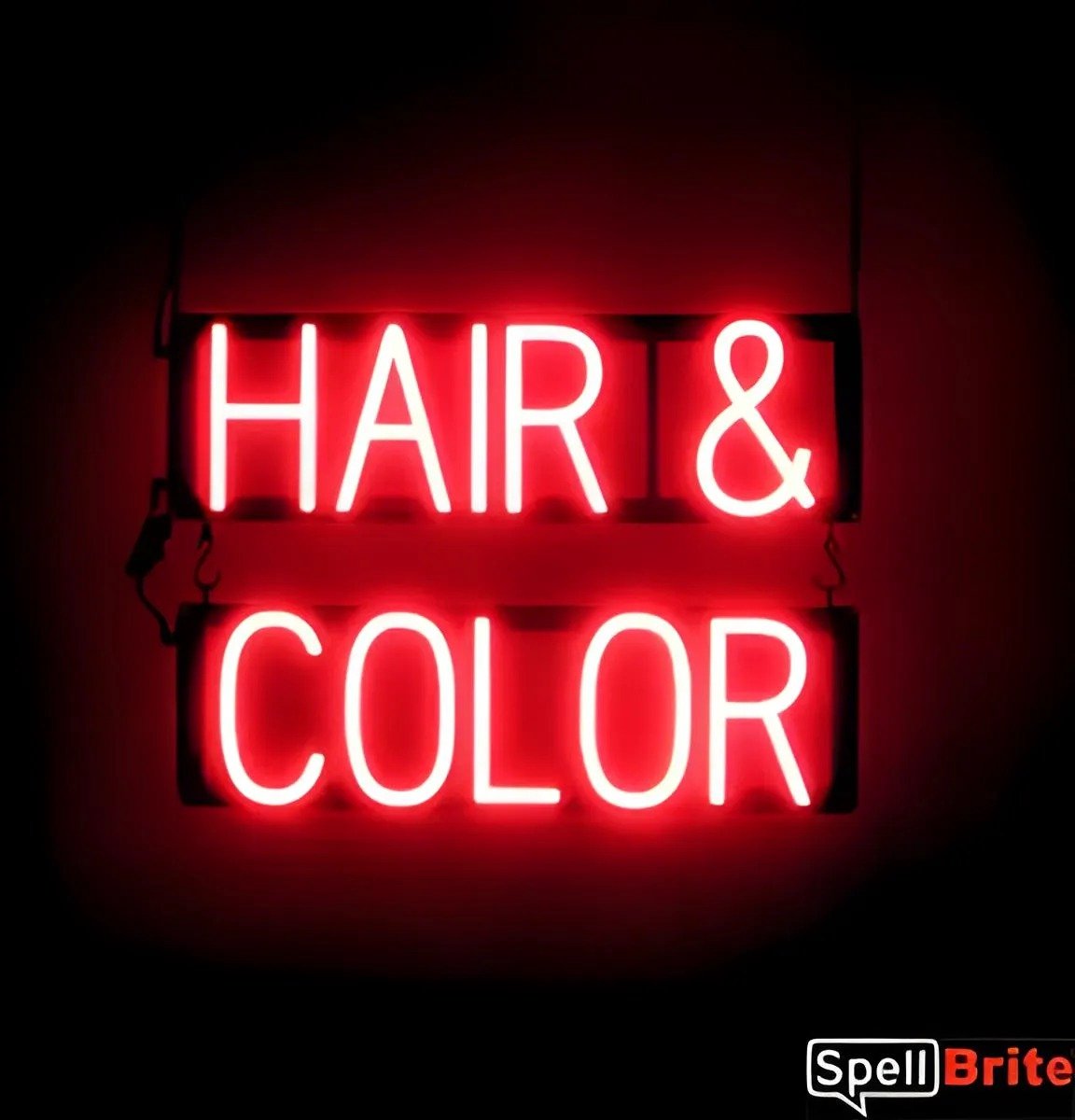 HAIR & COLOR - Lichtreclame Neon LED bord verlicht | SpellBrite | 53 x 38 cm | 6 Dimstanden - 8 Lichtanimaties | Reclamebord neon verlichting