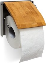 wc-rolhouder bamboe, klep, voor 1 rol toiletpapier, muur, toiletrolhouder, HBD: 13,5 x 14,5 x 13,5 cm, natuur