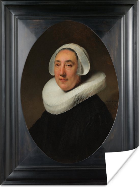 Poster Portret van Haesje Jacobsdr van Cleyburg - Rembrandt van Rijn - 30x40 cm