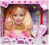 Kaphoofd met accessoires en make up - Speelgoed kappop - Opmaakpop - Stylinghoofd - Kaphoofd voor meisjes - 20cm